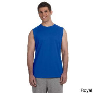 Gildan Gildan Mens Ultra Cotton Sleeveless T shirt Blue Size XXL