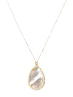 Mother Of Pearl Teardrop Pendant Necklace by Soixante Neuf