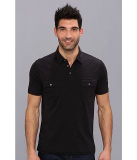 Perry Ellis S/S Cotton Patch Pocket Polo Mens Short Sleeve Pullover (Black)