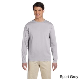 Gildan Mens Softstyle Cotton Long Sleeve T shirt Grey Size 3XL