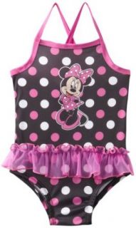 Minnie Mouse Girls 2 6X Toddler Minnie 1 Piece Swimsuit, Black, 2T: Clothing