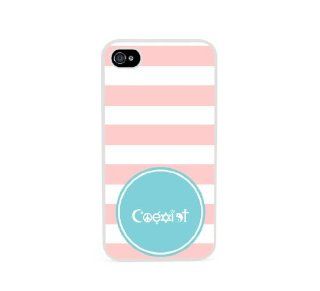Coexist Baby Pink Stripes Circle Hipster White iPhone 4 Case Fits iPhone 4 & iPhone 4S: Cell Phones & Accessories