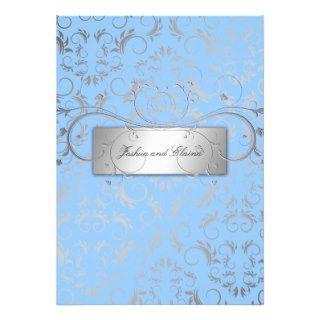 311 Silver Divine  Light Blue Personalized Invitations