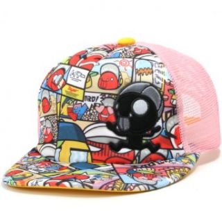 ililily Flexfit GANGNAM STYLE New Era Styled Flat Bill Cartoon Character Embroidery patched on front and back Ball Cap Trucker Hat Mesh Back with Adjustable Snapback (ballcap 539 3) at  Mens Clothing store: Baseball Caps