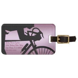 Personalized Cyclist Cycling Riding Black Pink Luggage Tag
