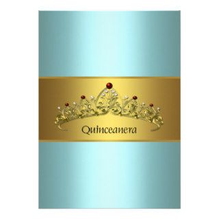 Teal Blue Princess Quinceanera Invitations