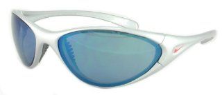 Nike Interchange Round.R Sunglasses, EV0010 005, Silver Ice Frame / Grey and Orange Lens / Blue Flash Sports & Outdoors