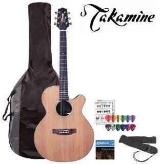 Takamine EG544SC 4C 6 String Acoustic Electric Guitar Kit   Includes: Guitar strap, DAddario EJ16 Strings, Planet Waves 16 Pack Pick Sampler and TKL 4615 Gig Bag!: Musical Instruments