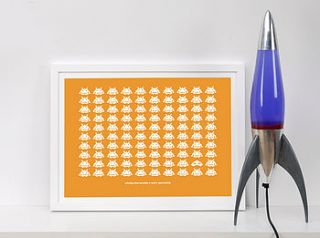 ninety nine invaders and a spaceship print by peters and janes
