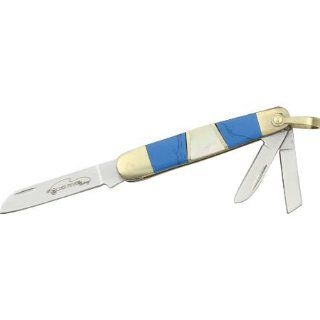 Frost Cutlery & Knives OC554TUMP Mini Whittler Pocket Knife with Turquoise & Mother of Pearl Inlay Handles: Sports & Outdoors