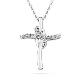 online only 1 5 ct t w diamond looped cross pendant in sterling silver