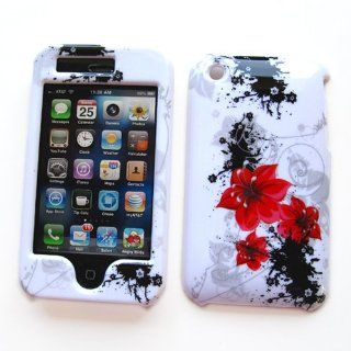 Apple iPhone 3G & 3G S Snap On Protector Hard Case Image Cover "Artistic Red Flowers" Design Cell Phones & Accessories