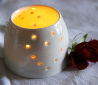 handmade porcelain heart tealight holder by artisan