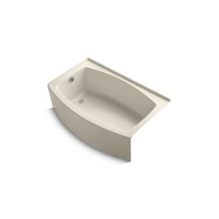 KOHLER Expanse 60 in L x 32 in W x 17 in H Almond Acrylic Oval Skirted Bathtub with Left Hand Drain