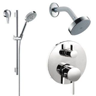 Hansgrohe HG T201CR Chrome S S Thermostatic Shower System with Volume Control & Diverter Trim, 24" Wall Bar, Shower Arm, Shower Head and Multi Function Hand Shower, Less Valve HG T201   Shower Arms And Slide Bars  