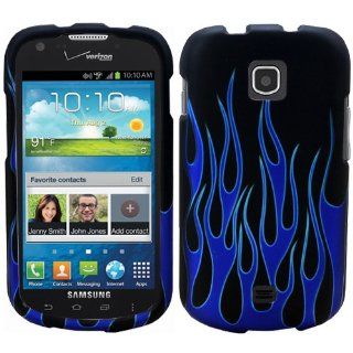 DragonCell Black Blue Flame Graphic Image 2 Piece Snap On Phone Case Cover Protector with Rubber Coating for Samsung Galaxy Stellar / Jasper SCH I200 (Verizon)  Screen Protector Film Included Cell Phones & Accessories