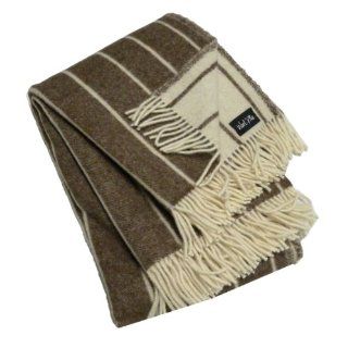 Jazz Brown Stripe Wool Throw Blanket by WoolMe   Linenme