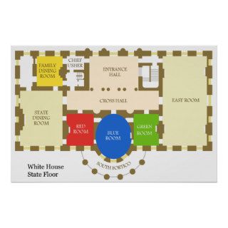 Floorplan of The White House State Floor Diagram Posters