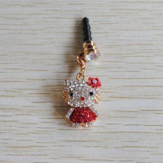 Kitty Rhinestone (JP 564 Red) Dust Plug / Earphone Jack Accessory / Ear Cap / Ear Jack for Iphone / Samsung / HTC: Cell Phones & Accessories
