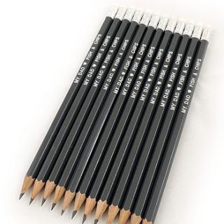 set of 12 personalised mum or dad pencils by able labels