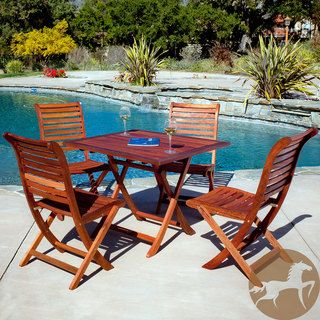 Christopher Knight Home Andalouse Deluxe Eucalyptus Wood Square 5 piece Outdoor Dining Set Christopher Knight Home Dining Sets