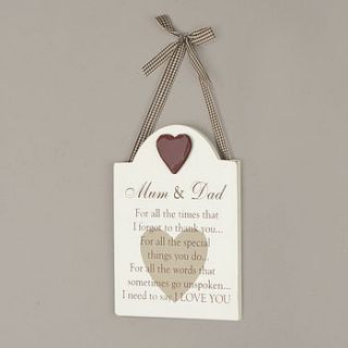 mum and dad i love you plaque by dibor