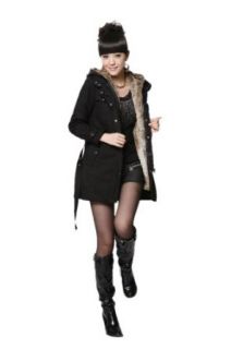 Sefon Winter Warm Thicken Fleece Faux Fur Coat Trench Coat Hooded Xmas Coat Womens at  Womens Clothing store: Girls Hooded Fur Coat