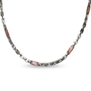 Mens Oval Link Two Tone Stainless Steel Necklace   Zales