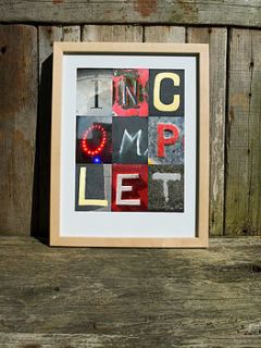 'incomplet' limited edition print by alphabet coast