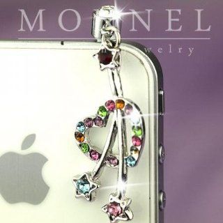 Ip571 Cute Crystal Heart Anti Dust Plug Cover Charm for Iphone 4 4s Galaxy: Cell Phones & Accessories