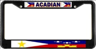 Acadian Cajun Louisiana Flag Black License Plate Frame Metal Holder: Automotive