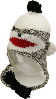 Kids Sock Monkey Trooper Winter Hat   One Size Fits Most   Knit Winter Cap: Clothing