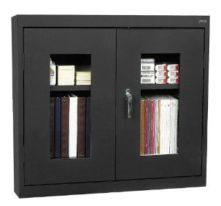 See Thru Clearview Wall Storage Cabinet w Shelves (Small   Black)  