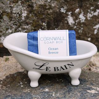 'le bain' soap dish with natural soap by cornwall soap box