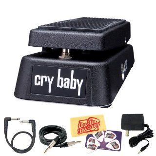 Dunlop Cry Baby Wah Wah Guitar Pedal Bundle with AC Adapter Power Supply, Instrument Cable, Patch Cable, Picks, and Polishing Cloth: Musical Instruments