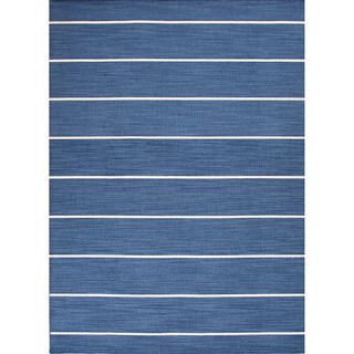 Handmade Flat Weave Stripe Pattern Casual Blue Rug (4 X 6)