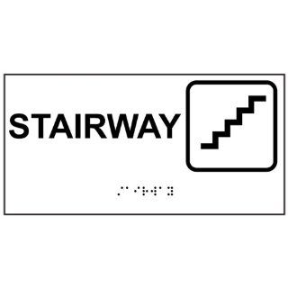 ADA Stairway With Symbol Braille Sign RSME 575 SYM BLKonWHT Wayfinding : Business And Store Signs : Office Products