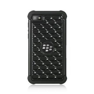 Black Studded Diamond Hybrid Hard Soft Cover Case for Blackberry Z10 by ApexGears Cell Phones & Accessories