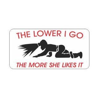 3   The lower I go the more she likes it funny coal miner coal mining hard hat helmet 2" x 1" vinyl decals bumper stickers: Automotive