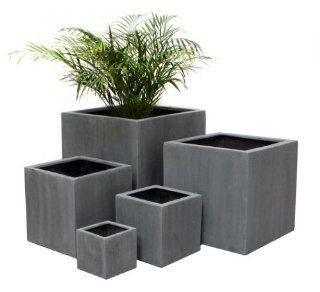 Grey Polystone Cube Planter   Small   20cm   5 Litre : Planter Boxes : Patio, Lawn & Garden