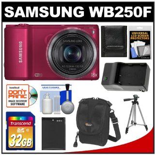 Samsung WB250F Smart Wi Fi Digital Camera (Red) with 32GB Card + Battery & Charger + Case + Tripod + Accessory Kit : Point And Shoot Digital Camera Bundles : Camera & Photo