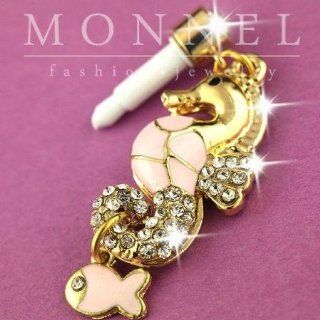 ip587 Cute Sea Horse Crystal Anti Dust Plug Cover Charm for iPhone 3.5mm Cell Phone: Cell Phones & Accessories