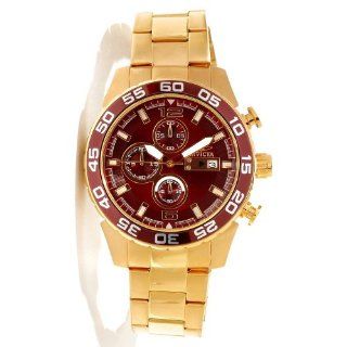 Invicta Mens Specialty Chronograph Brown Dial Gold Tone Stainless Steel Bracelet Watch 13676: Invicta: Watches