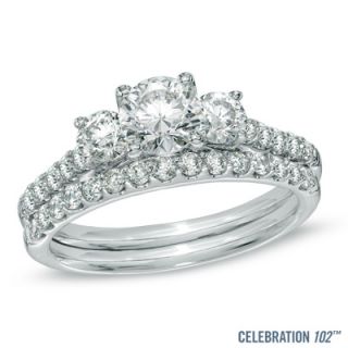 Celebration 102™ 1 1/2 CT. T.W. Diamond Three Stone Bridal Set in