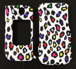 White with Rainbow Color Leopard Spots Rubber Texture LG U750 Zeal / Alias 2 Snap on Cell Phone Case + Microfiber Bag: Cell Phones & Accessories
