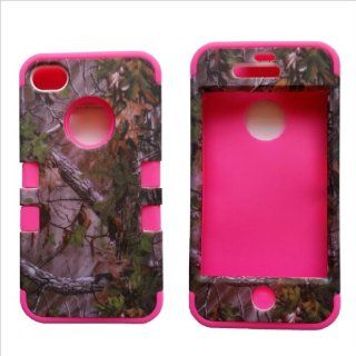 3 in 1 Green Camo With Pink Gel Realtree Hunting Camouflage High Impact Shock Defender Plastic Outside With Silicone Inside 3 in1 2D Hard Case Phone Cover: Everything Else