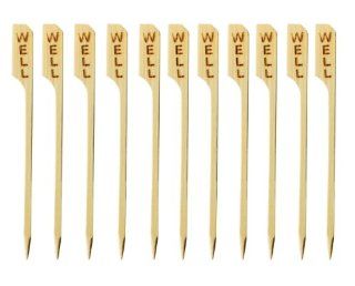 Pack of 100 Bamboo Steak Markers, Sharp Points, 3.5" Long (WELL): Steak Knife Sets: Kitchen & Dining