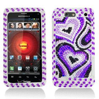 Aimo MOTDROID4PCLDI598 Dazzling Diamond Bling Case for Motorola Droid 4 XT894   Retail Packaging   Pearl Purple: Cell Phones & Accessories