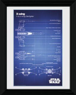 Star Wars   X   Wing Blueprint Framed and Mounted Print   45.5x35.5cm  