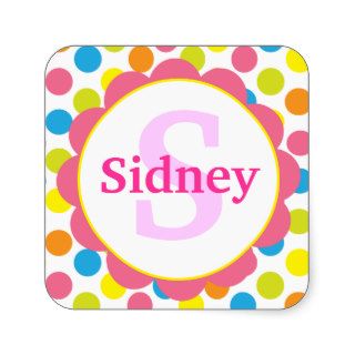 Candy Dots Personalized Monogram Sticker